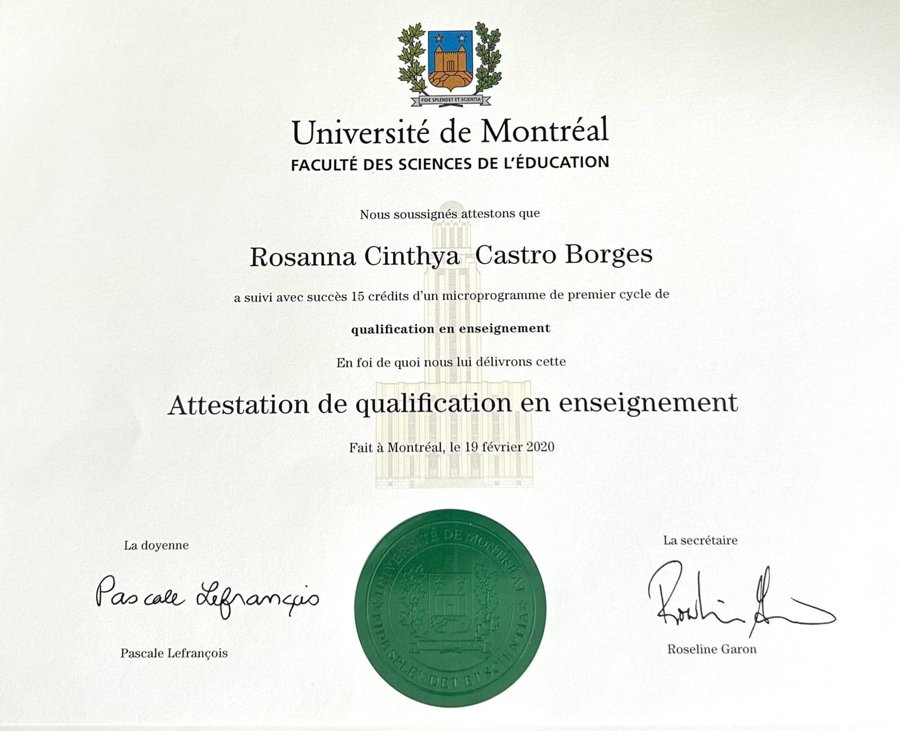 Attestation de qualification, Université de Montréal